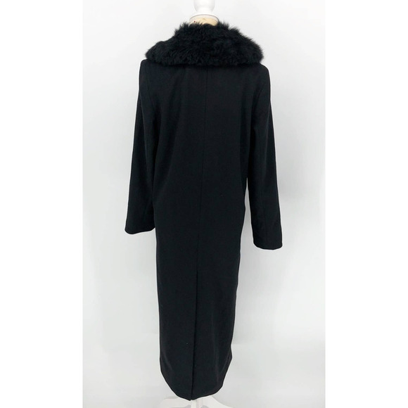 Sofia Cashmere Women Long Full Length Coat 6 Black Fur Collar Wool Cashmere NWOT - Picture 7 of 13